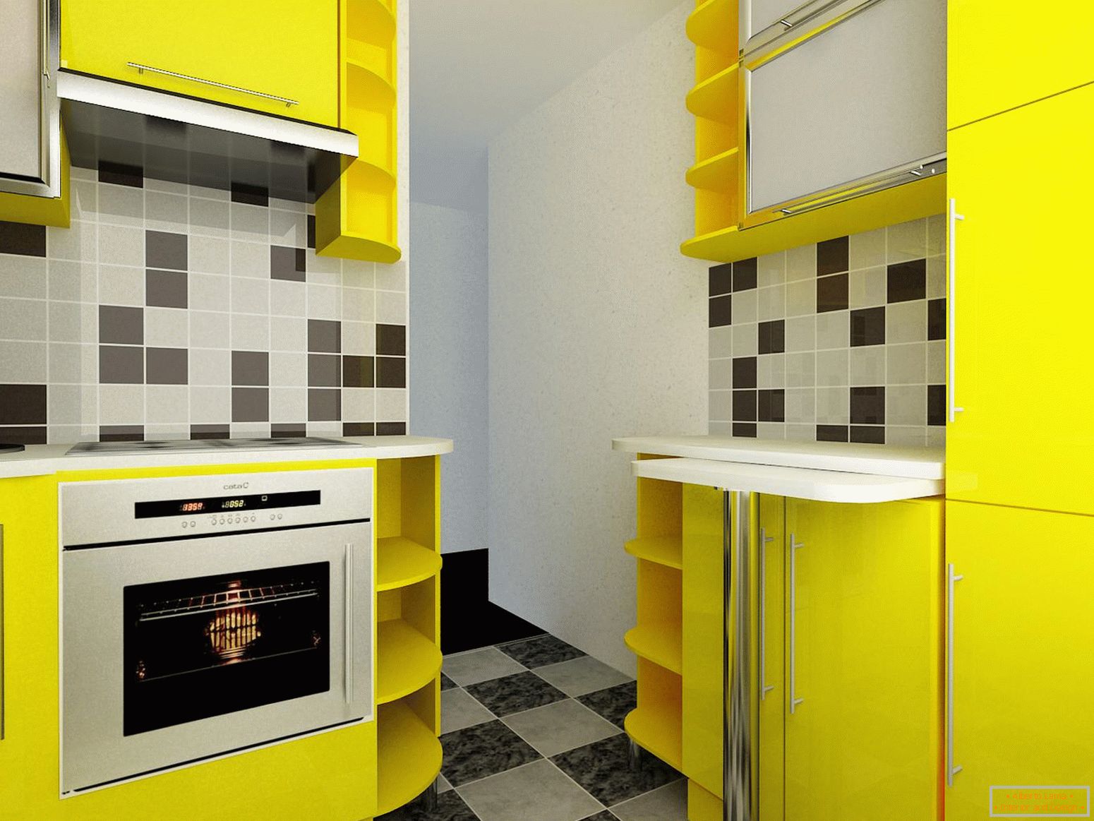 Мала кухиња у жутој боји
